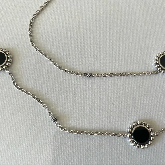 LAGOS Silver Maya Necklace Black Onyx Station 34” - Picture 2 of 2